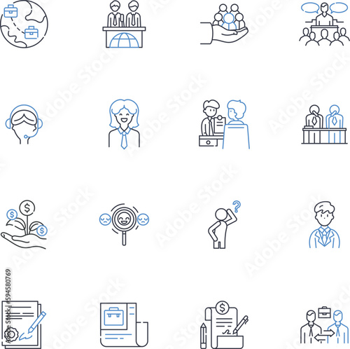 Market exploration line icons collection. analysis, competition, demographics, emerging, evaluation, exploration, focus groups vector and linear illustration. forecasting,growth,industry outline signs