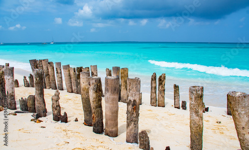 Beautiful tropical island of Zanzibar. Sea and beach of Zanzibar, Tanzania. 