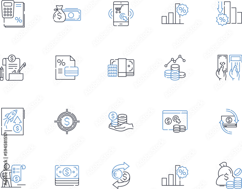 Trade scheme line icons collection. Barter, Exchange, Commerce, Swap, Agreement, Transaction, Deal vector and linear illustration. Partnership,Cooperation,Negotiation outline signs set
