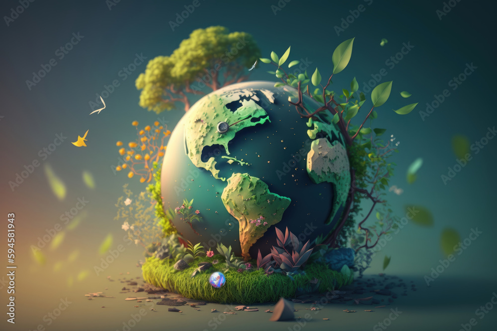 Naklejka premium The concept of Green Environment, Earth Day Illustration Created using Generative AI Tools