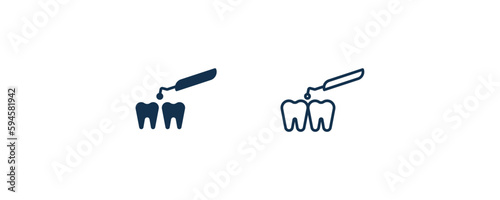 interproximal icon. Outline and filled interproximal icon from dental health collection. Editable interproximal symbol.
