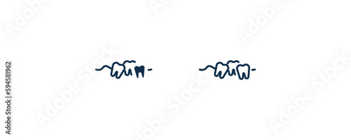 malocclusion icon. Outline and filled malocclusion icon from dental health collection. Editable malocclusion symbol.