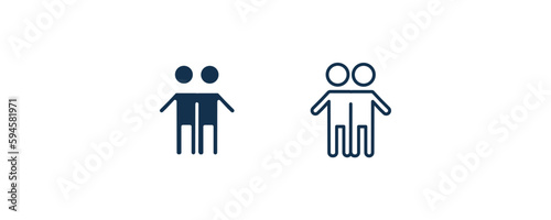 brothers icon. Outline and filled brothers icon from people and relation collection. Line and glyph vector. Editable brothers symbol can be used web and mobile