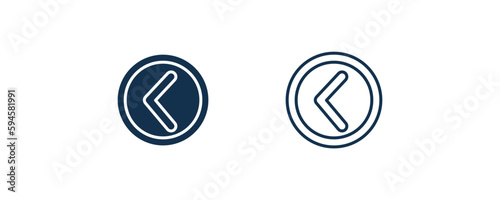 round left button icon. Outline and filled round left button icon from user interface collection. Line and glyph vector. Editable round left button symbol can be used web and mobile
