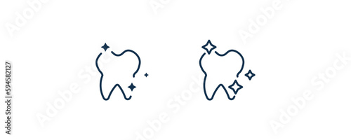 shiny tooth icon. Outline and filled shiny tooth icon from dental health collection. Editable shiny tooth symbol.