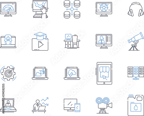 Systems line icons collection. Complexity, Integration, Automation, Efficiency, Interoperability, Management, Optimization vector and linear illustration. Interconnectivity,Interfaces,Collaboration