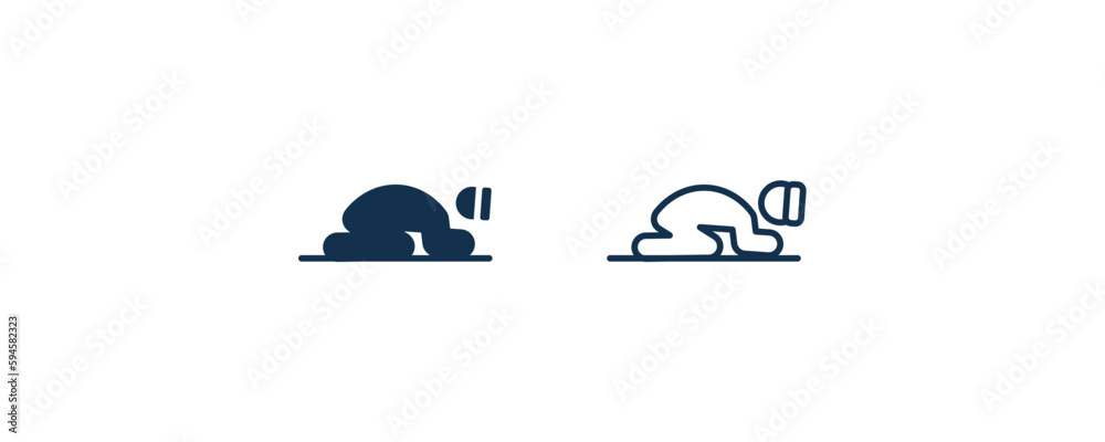 sujud icon. Outline and filled sujud icon from people and relation collection. Line and glyph vector. Editable sujud symbol can be used web and mobile
