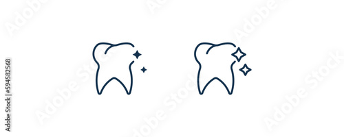 tooth whitening icon. Outline and filled tooth whitening icon from dental health collection. Editable tooth whitening symbol.