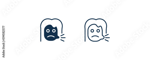 sick girl icon. Outline and filled sick girl icon from dental health collection. Editable sick girl symbol.