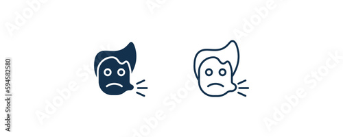sick boy icon. Outline and filled sick boy icon from dental health collection. Editable sick boy symbol.