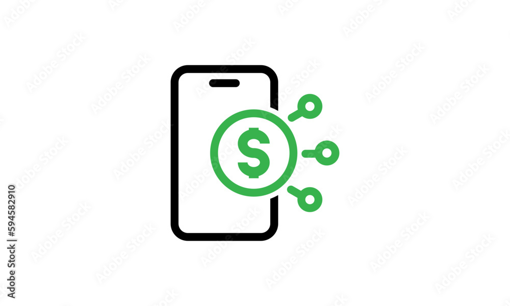 phone payment icon, Mobile banking online. Digital money. Vector graphic illustration phone payment icon, Mobile banking online. Digital money. Vector graphic illustration