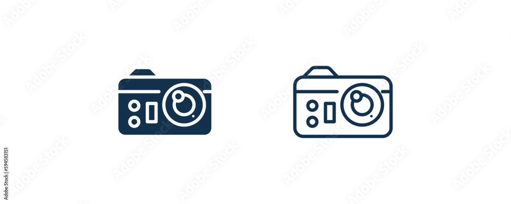 photograph camera icon. Outline and filled photograph camera icon from technology collection. Line and glyph vector isolated on white background. Editable photograph camera symbol.