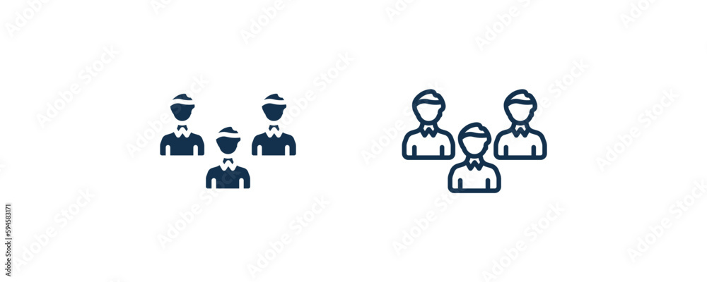 customers icon. Outline and filled customers icon from technology collection. Line and glyph vector isolated on white background. Editable customers symbol.