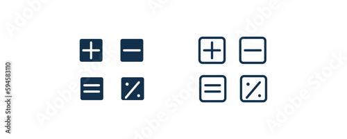 mathematical operations icon. Outline and filled mathematical operations icon from technology collection. Line and glyph vector isolated on white background. Editable mathematical operations symbol.