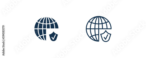 secured network icon. Outline and filled secured network icon from information technology collection. Line and glyph vector isolated on white background. Editable secured network symbol.