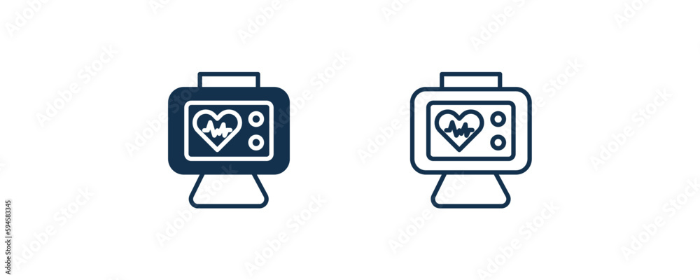 heart rate monitor icon. Outline and filled heart rate monitor icon from medical and healthcare collection. Line and glyph vector isolated on white background. Editable heart rate monitor symbol.