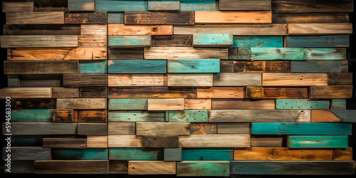Textur abstrakter Blockstapel an der Wand f  r Hintergrund  abstrakte bunte Holzstruktur f  r Hintergrund. KI