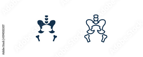 pelvic area icon. Outline and filled pelvic area icon from medical and healthcare collection. Line and glyph vector isolated on white background. Editable pelvic area symbol.