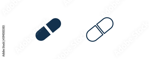 medical pill icon. Outline and filled medical pill icon from medical and healthcare collection. Line and glyph vector isolated on white background. Editable medical pill symbol.