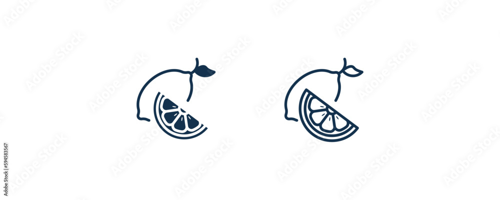 Naklejka premium lemon icon. Outline and filled lemon icon from vegetables and fruits collection. Line and glyph vector isolated on white background. Editable lemon symbol.