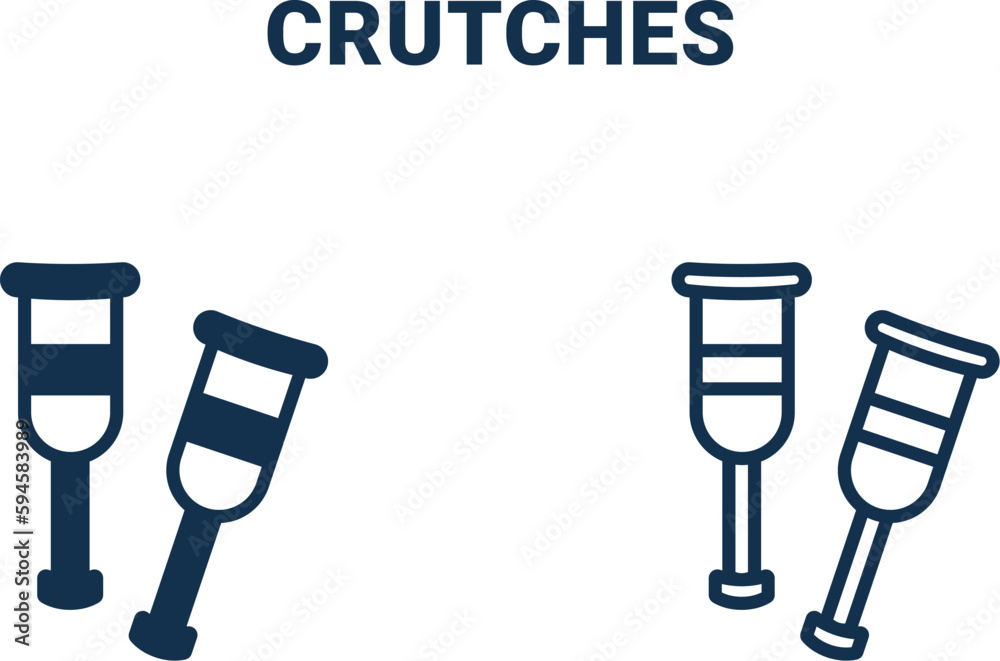 crutches icon. Outline and filled crutches icon from medical collection. Line and glyph vector isolated on white background. Editable crutches symbol crutches icon. Outline and filled crutches icon from medical collection. Line and glyph vector isolated on white background. Editable crutches symbol