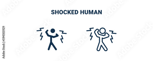 shocked human icon. Outline and filled shocked human icon from feeling and reaction collection. Line and glyph vector isolated on white background. Editable shocked human symbol.