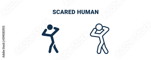 scared human icon. Outline and filled scared human icon from feeling and reaction collection. Line and glyph vector isolated on white background. Editable scared human symbol.