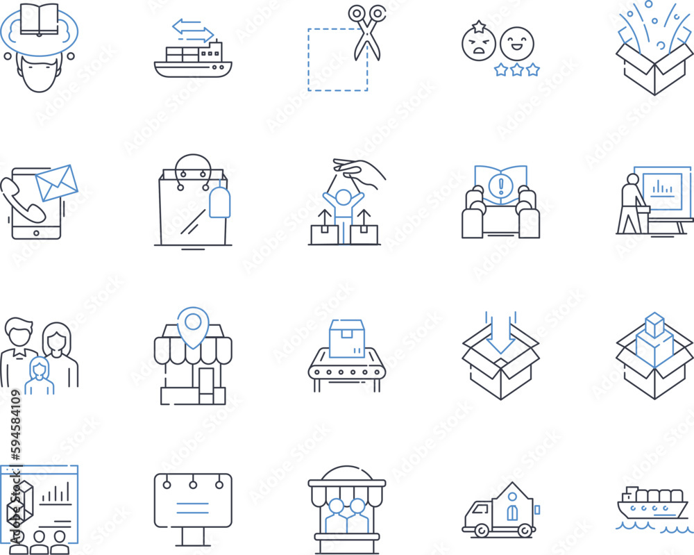 Interurban rail line icons collection. Trolley, Tram, Streetcar, Commuter, Transit, Electric, Railway vector and linear illustration. Line,Route,Station outline signs set