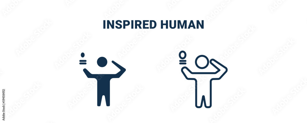 inspired human icon. Outline and filled inspired human icon from feeling and reaction collection. Line and glyph vector isolated on white background. Editable inspired human symbol. inspired human icon. Outline and filled inspired human icon from feeling and reaction collection. Line and glyph vector isolated on white background. Editable inspired human symbol.