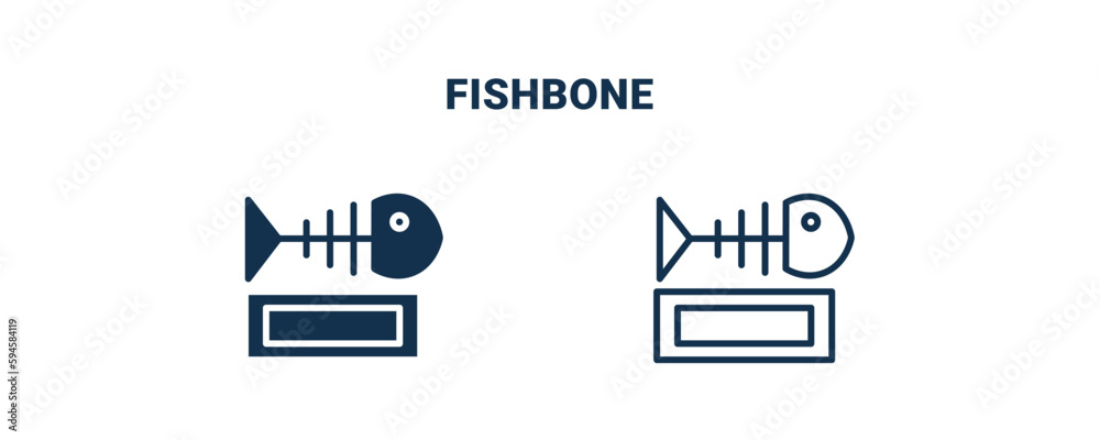 fishbone icon. Outline and filled fishbone icon from museum and ...