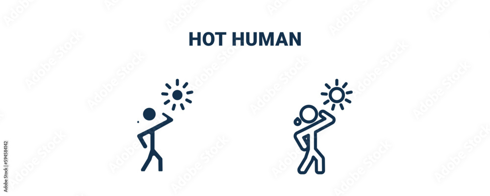 hot human icon. Outline and filled hot human icon from feeling and reaction collection. Line and glyph vector isolated on white background. Editable hot human symbol. hot human icon. Outline and filled hot human icon from feeling and reaction collection. Line and glyph vector isolated on white background. Editable hot human symbol.