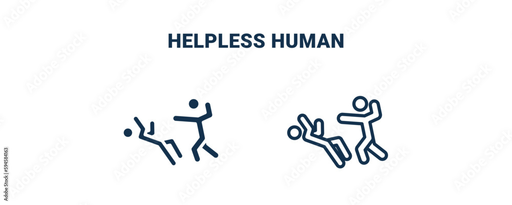 helpless human icon. Outline and filled helpless human icon from feeling and reaction collection. Line and glyph vector isolated on white background. Editable helpless human symbol. helpless human icon. Outline and filled helpless human icon from feeling and reaction collection. Line and glyph vector isolated on white background. Editable helpless human symbol.