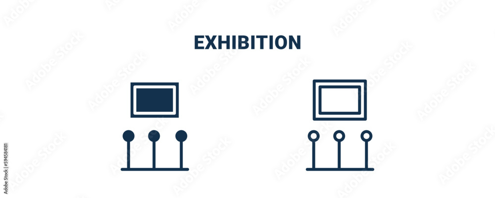 exhibition icon. Outline and filled exhibition icon from museum and exhibition collection. Line and glyph vector isolated on white background. Editable exhibition symbol. exhibition icon. Outline and filled exhibition icon from museum and exhibition collection. Line and glyph vector isolated on white background. Editable exhibition symbol.