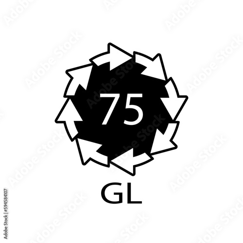 Low Lead Glass. Glass recycling code 75 GL. Vector illustration