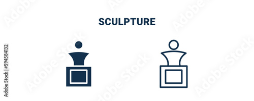 sculpture icon. Outline and filled sculpture icon from museum and exhibition collection. Line and glyph vector isolated on white background. Editable sculpture symbol.