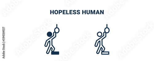 hopeless human icon. Outline and filled hopeless human icon from feeling and reaction collection. Line and glyph vector isolated on white background. Editable hopeless human symbol.