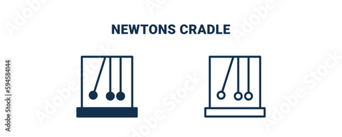newtons cradle icon. Outline and filled newtons cradle icon from museum and exhibition collection. Line and glyph vector isolated on white background. Editable newtons cradle symbol.