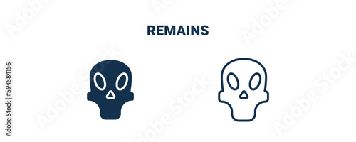 remains icon. Outline and filled remains icon from museum and exhibition collection. Line and glyph vector isolated on white background. Editable remains symbol.