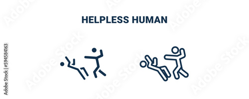 helpless human icon. Outline and filled helpless human icon from feeling and reaction collection. Line and glyph vector isolated on white background. Editable helpless human symbol.