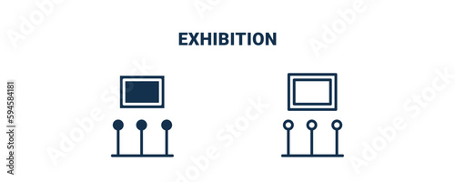 exhibition icon. Outline and filled exhibition icon from museum and exhibition collection. Line and glyph vector isolated on white background. Editable exhibition symbol.