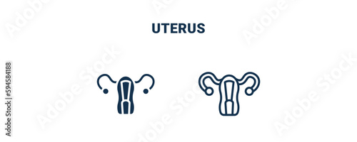 uterus icon. Outline and filled uterus icon from medical collection. Line and glyph vector isolated on white background. Editable uterus symbol