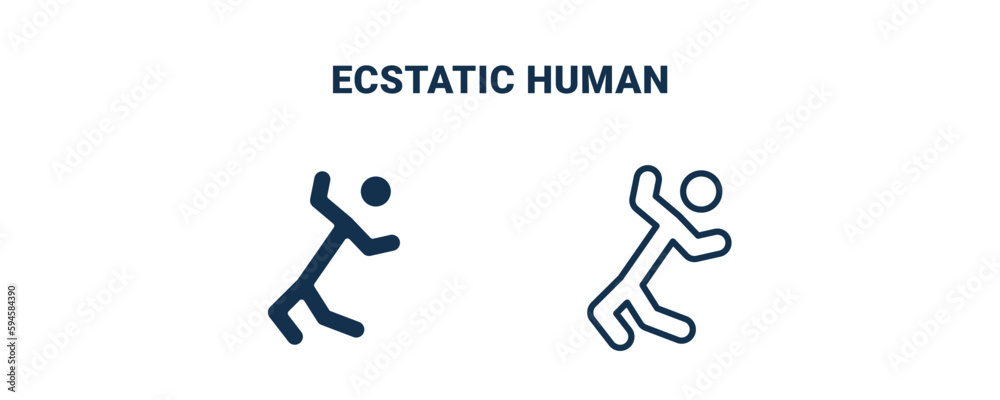 ecstatic human icon. Outline and filled ecstatic human icon from feeling and reaction collection. Line and glyph vector isolated on white background. Editable ecstatic human symbol. ecstatic human icon. Outline and filled ecstatic human icon from feeling and reaction collection. Line and glyph vector isolated on white background. Editable ecstatic human symbol.