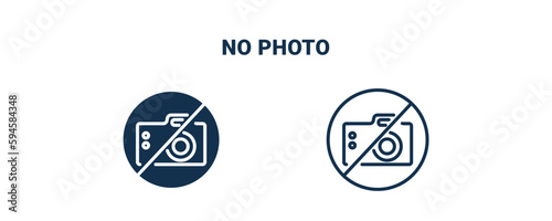 no photo icon. Outline and filled no photo icon from museum and exhibition collection. Line and glyph vector isolated on white background. Editable no photo symbol.