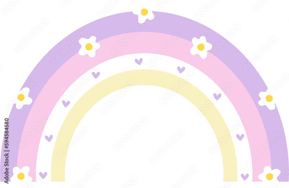 Rainbow with flowers and hearts decoration Rainbow with flowers and hearts decoration