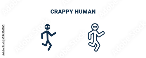crappy human icon. Outline and filled crappy human icon from feeling and reaction collection. Line and glyph vector isolated on white background. Editable crappy human symbol.