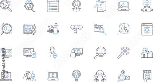 Exploration line icons collection. Adventure, Discovery, Expedition, Travel, Trek, Navigate, Journey vector and linear illustration. Survey,Pier,Roam outline signs set