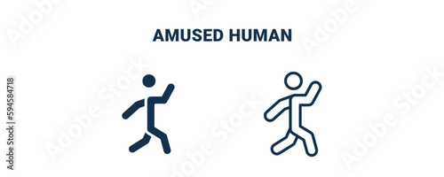 amused human icon. Outline and filled amused human icon from feeling and reaction collection. Line and glyph vector isolated on white background. Editable amused human symbol.
