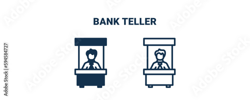 bank teller icon. Outline and vector bank teller icon from business and finance collection. Line and glyph vector isolated on white background. Editable bank teller symbol.