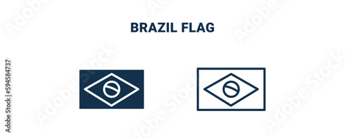 brazil flag icon. Outline and filled brazil flag icon from culture and civilization collection. Line and glyph vector isolated on white background. Editable brazil flag symbol.