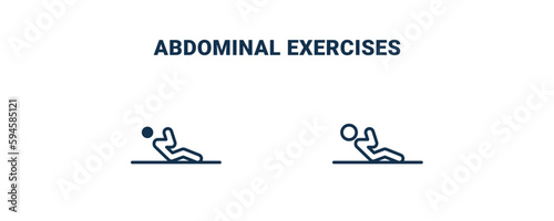 abdominal exercises icon. Outline and filled abdominal exercises icon from Fitness and Gym collection. Line and glyph vector isolated on white background. Editable abdominal exercises symbol.